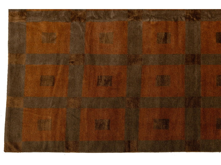 Modern Tibetan Wool and Silk Rug 13 X 16