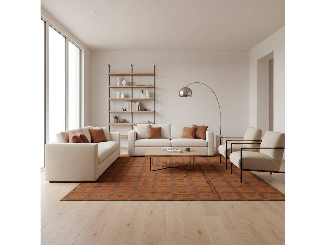 Modern Tibetan Wool and Silk Rug 13 X 16