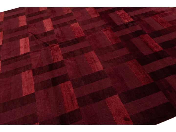 Modern Tibetan Wool and Silk Square Rug 8 X 9