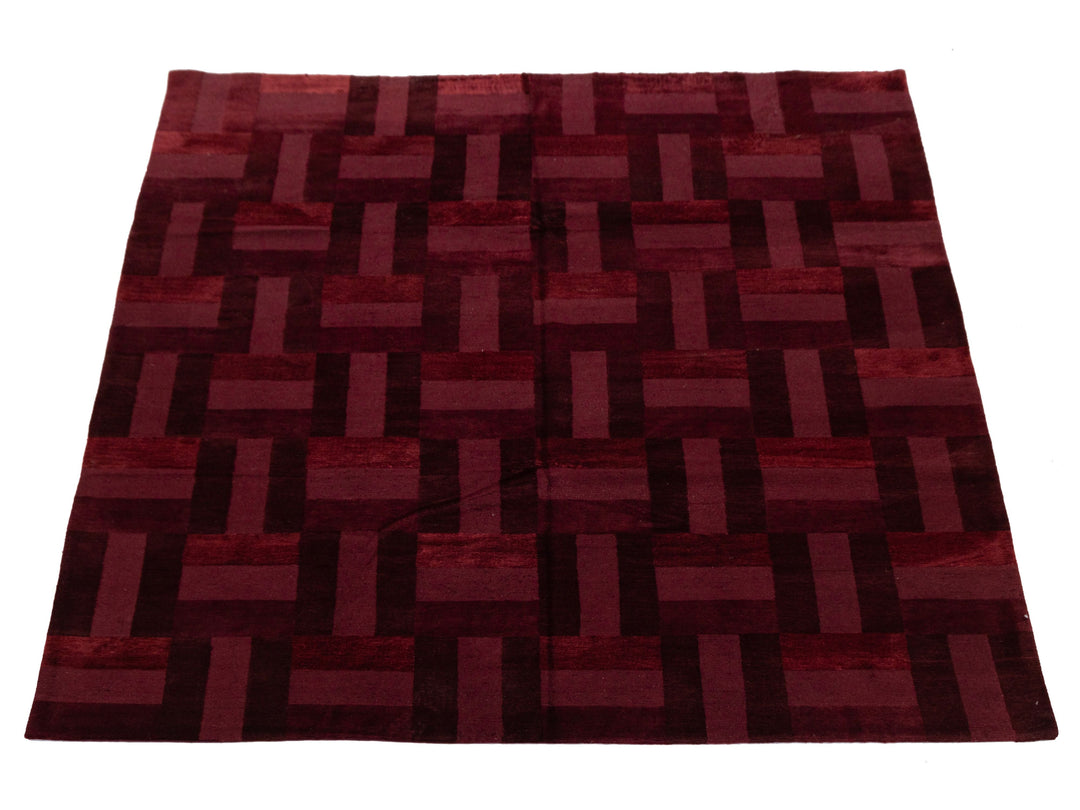 Modern Tibetan Wool and Silk Square Rug 8 X 9