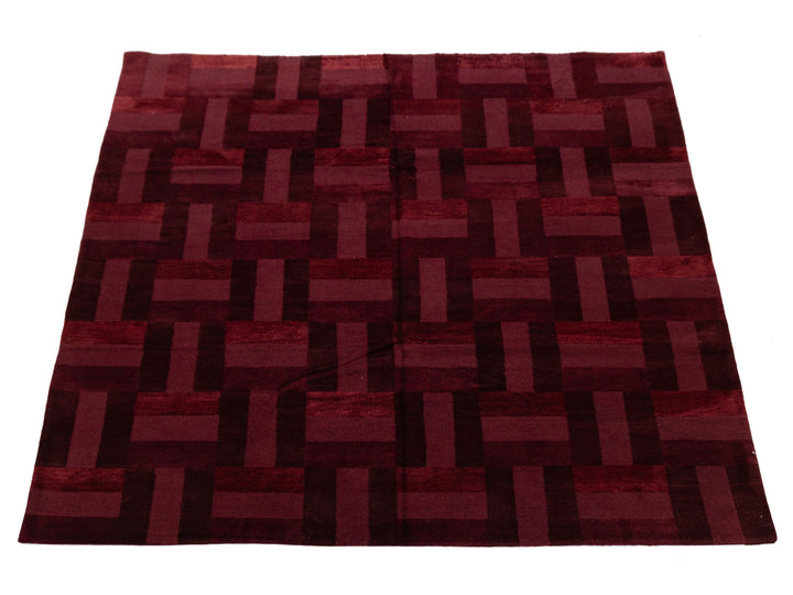 Modern Tibetan Wool and Silk Square Rug 8 X 9