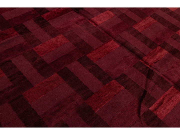 Modern Tibetan Wool and Silk Square Rug 8 X 9