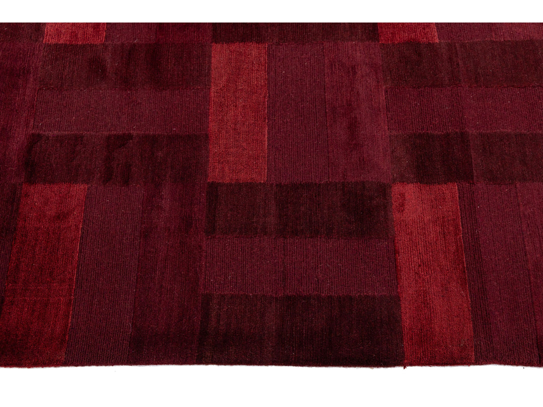 Modern Tibetan Wool and Silk Square Rug 8 X 9