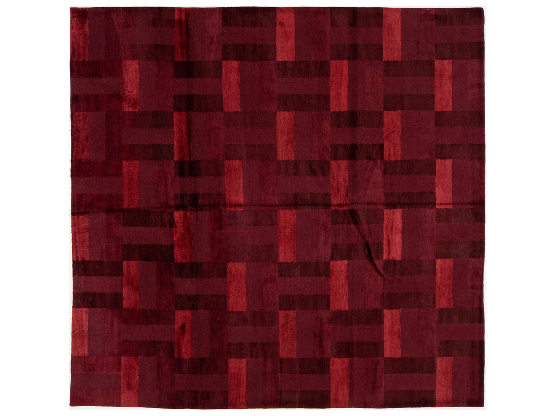 Modern Tibetan Wool and Silk Square Rug 8 X 9