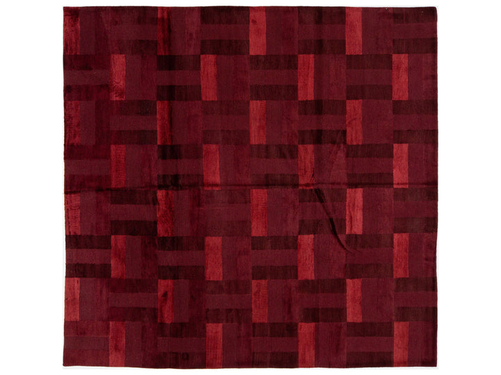 Modern Tibetan Wool and Silk Square Rug 8 X 9