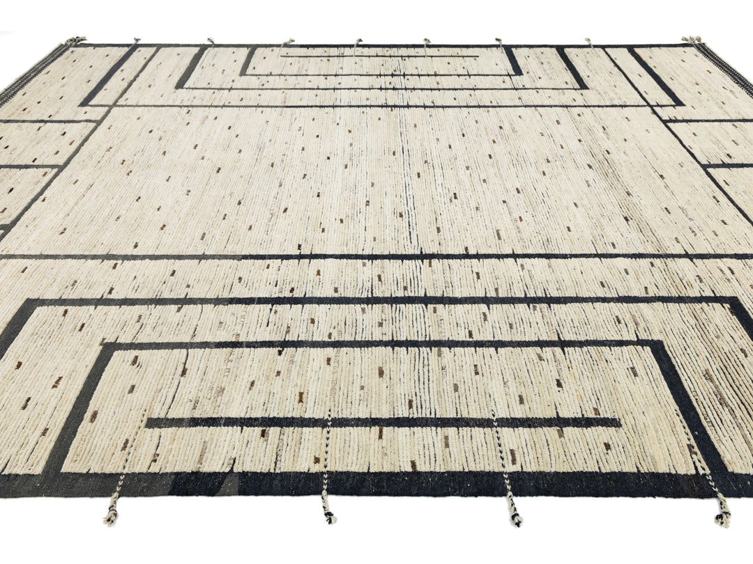 Modern Moroccan Wool Rug 11 X 14