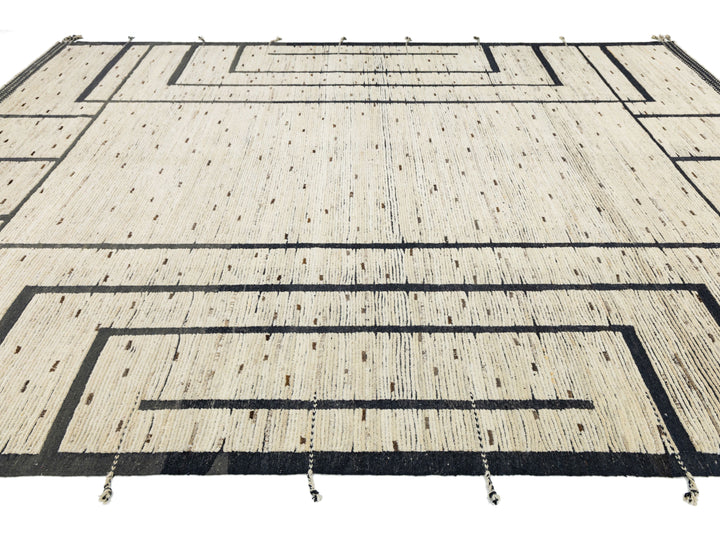 Modern Moroccan Wool Rug 11 X 14