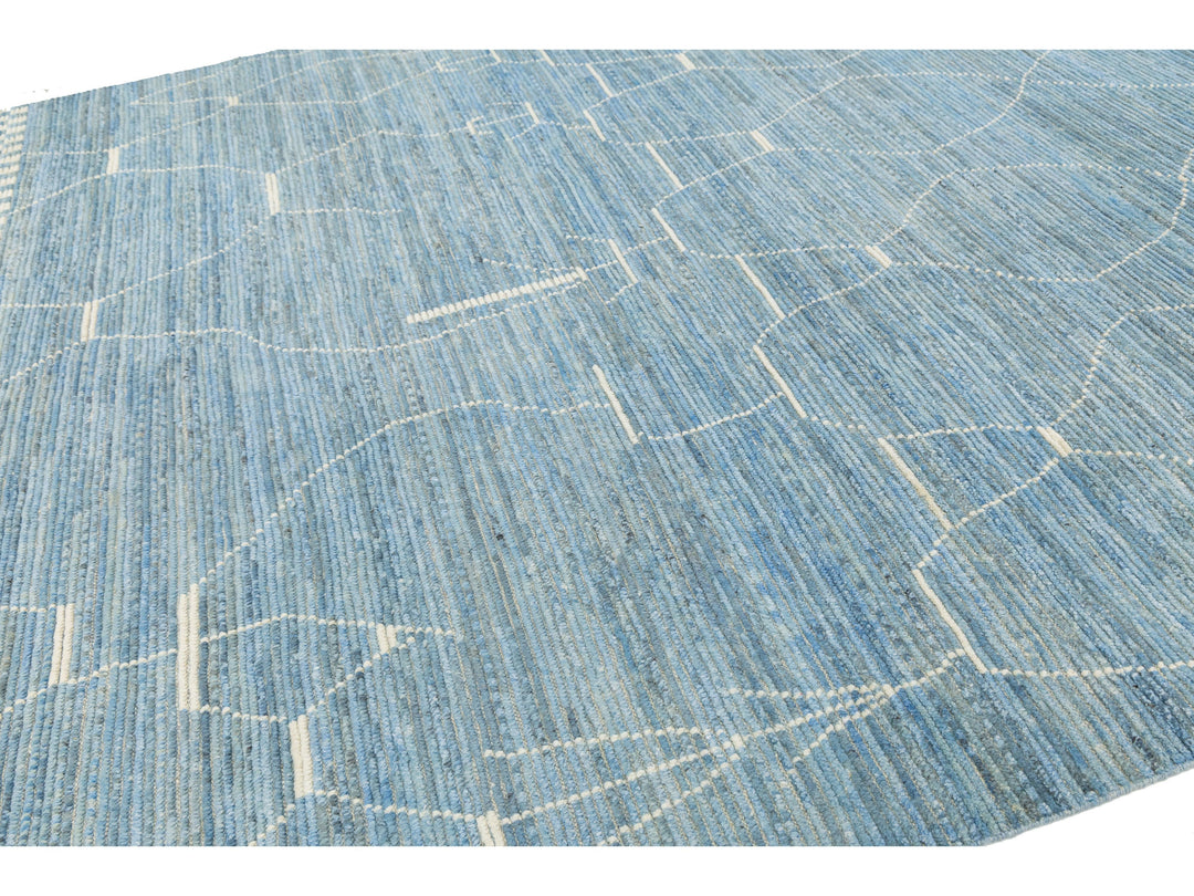 Modern Moroccan Wool Rug 10 X 14