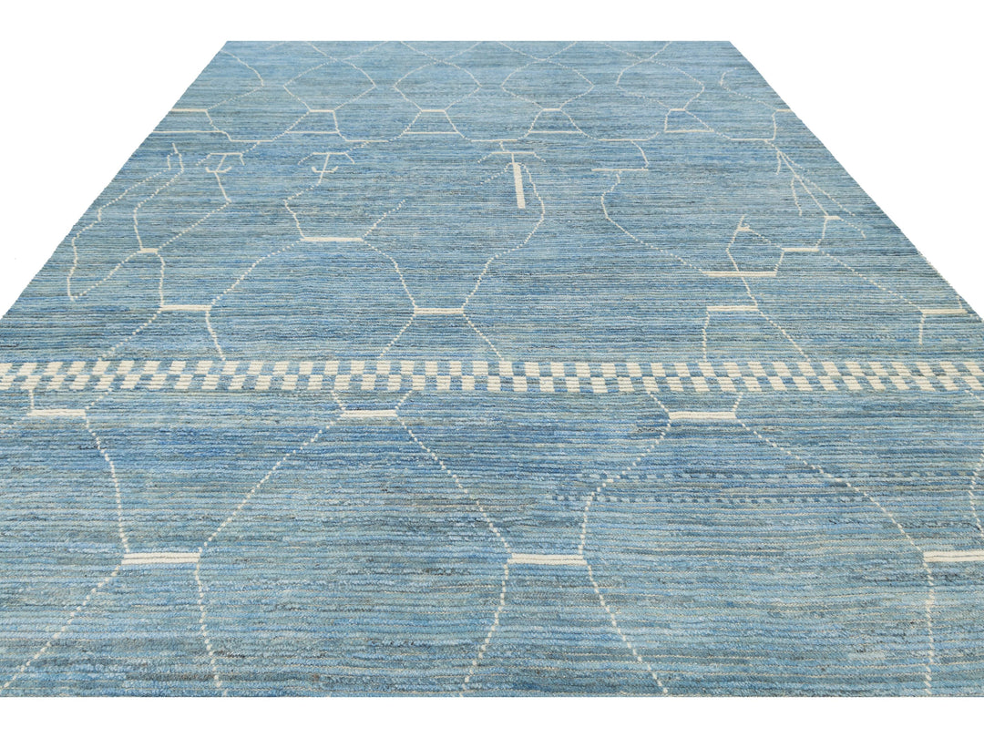 Modern Moroccan Wool Rug 10 X 14