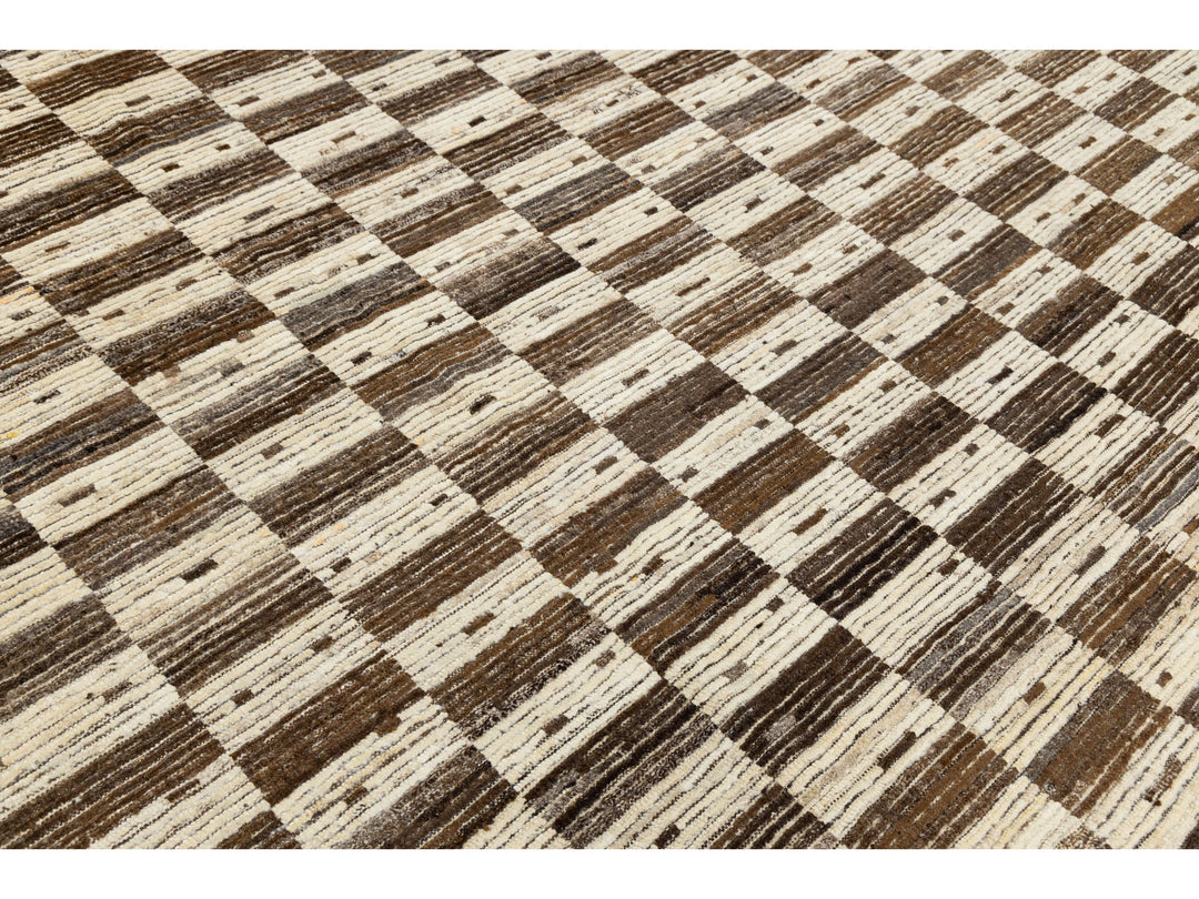 Modern Moroccan Wool Rug 10 X 14