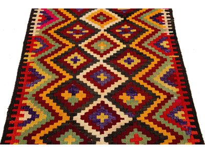 Vintage Kilim Flatweave Wool Runner 3 X 15