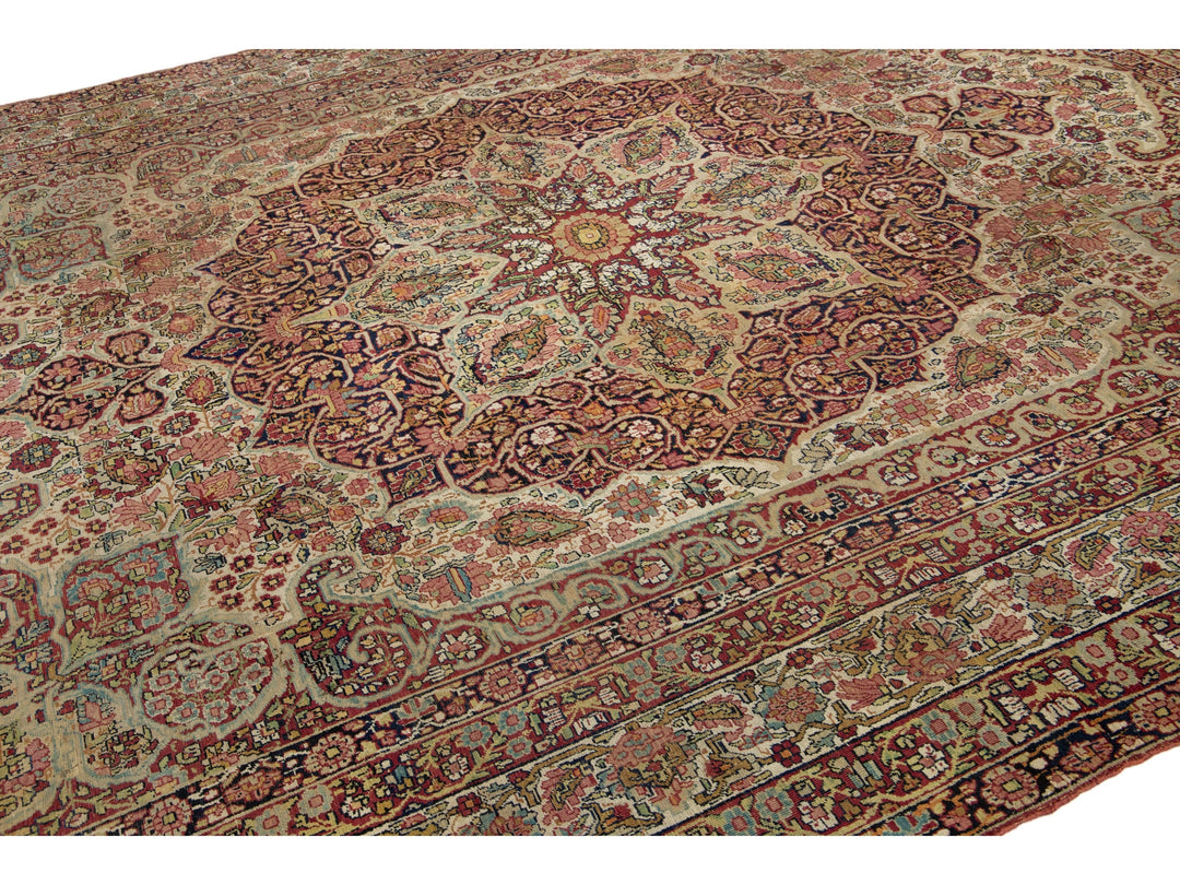 Antique Kerman Wool Rug  10 X 13
