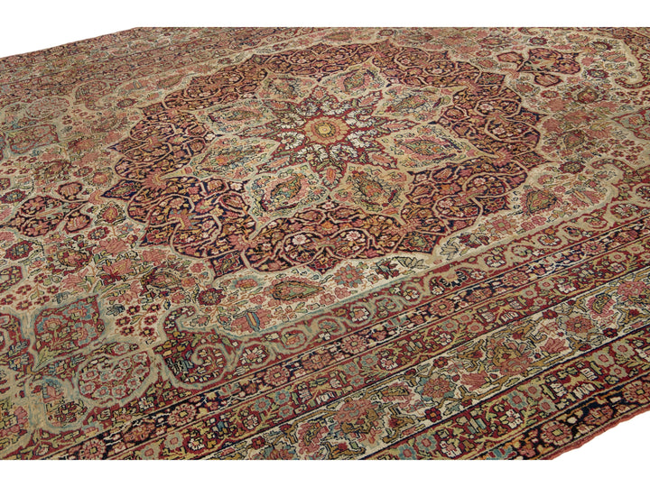 Antique Kerman Wool Rug  10 X 13