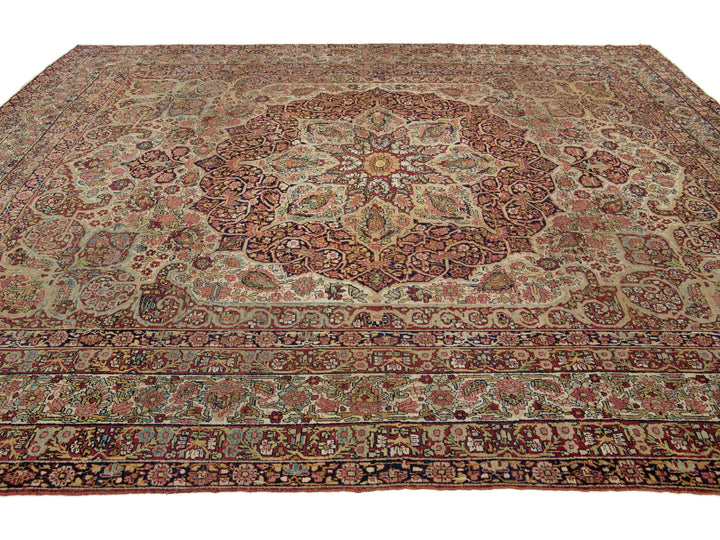 Antique Kerman Wool Rug  10 X 13