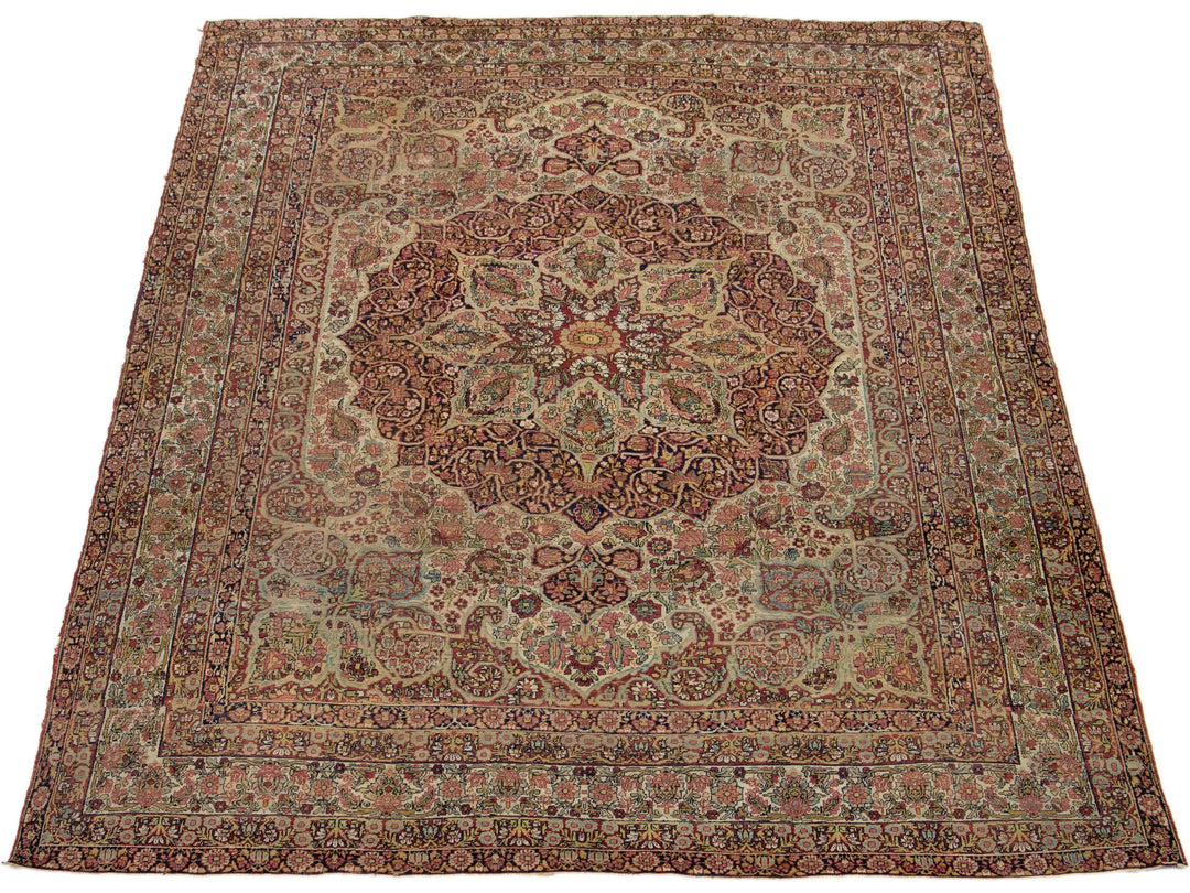 Antique Kerman Wool Rug  10 X 13