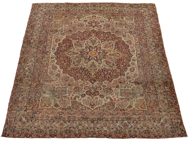 Antique Kerman Wool Rug  10 X 13