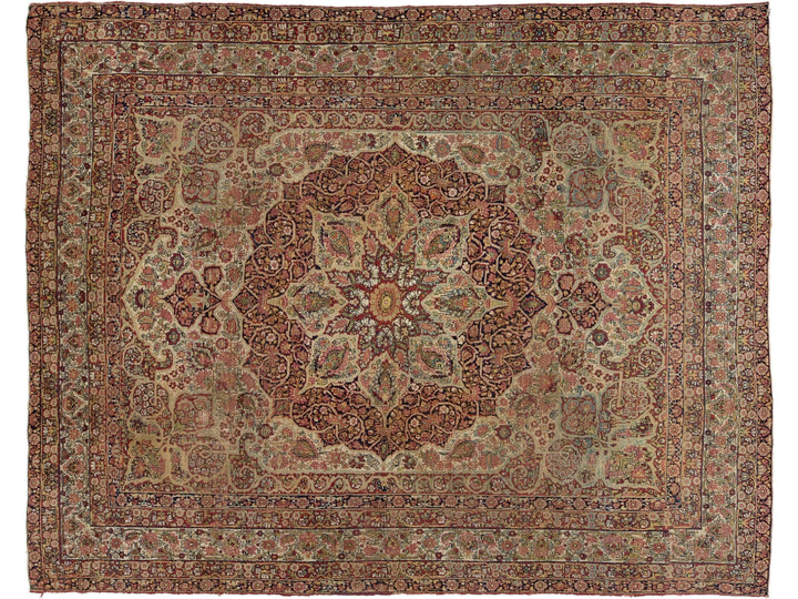 Antique Kerman Wool Rug  10 X 13
