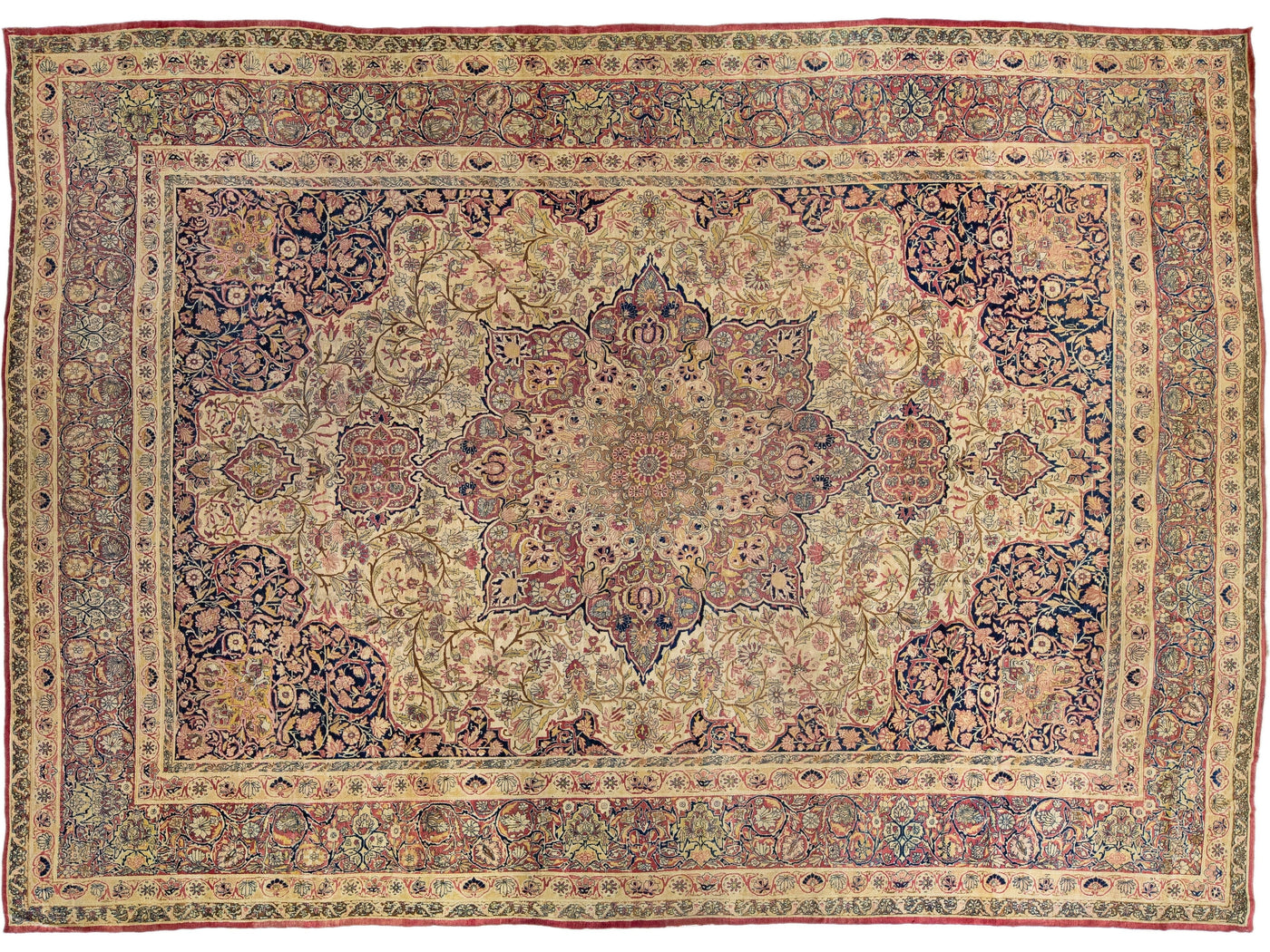 Antique Kerman Wool Rug  14 X 20