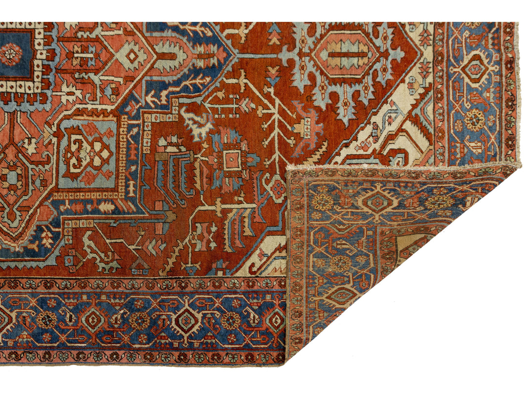 Antique Persian Heriz Wool Rug 9 X 13