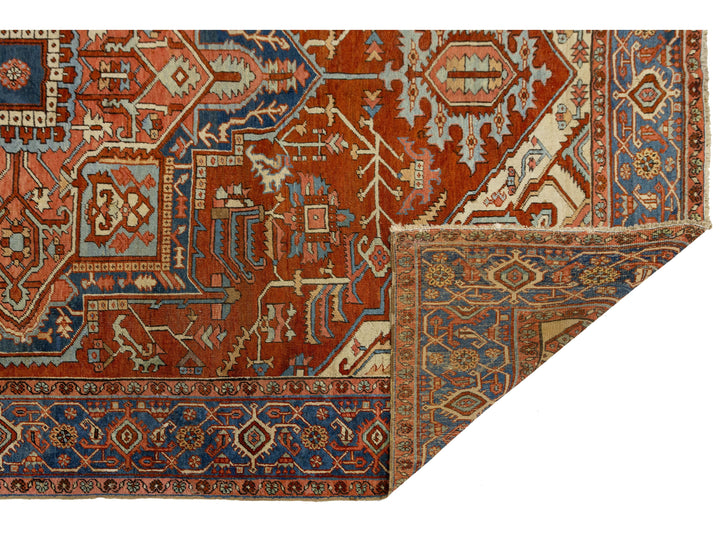 Antique Persian Heriz Wool Rug 9 X 13