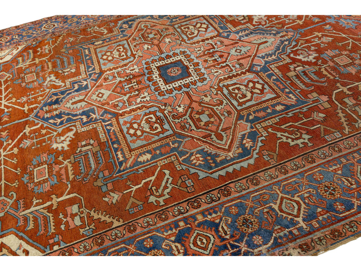 Antique Persian Heriz Wool Rug 9 X 13