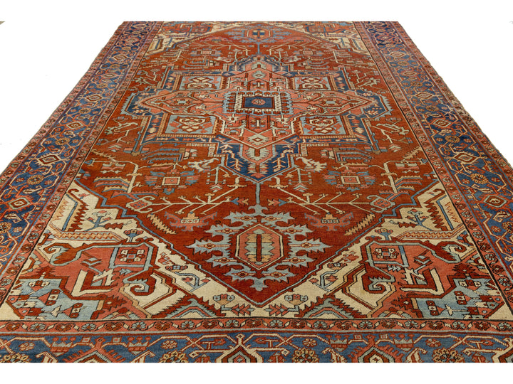 Antique Persian Heriz Wool Rug 9 X 13