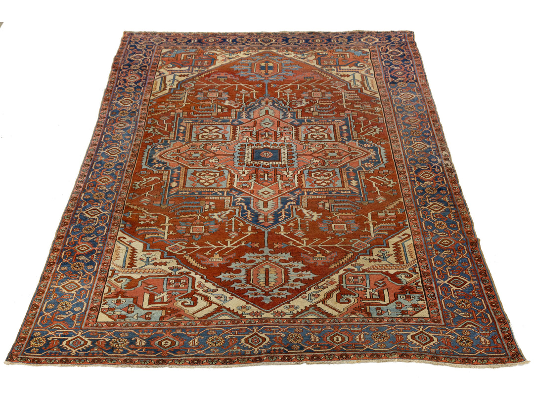 Antique Persian Heriz Wool Rug 9 X 13