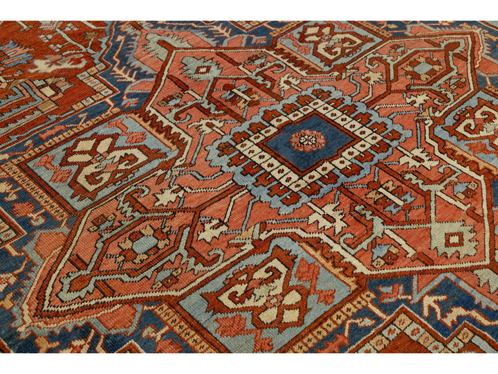 Antique Persian Heriz Wool Rug 9 X 13