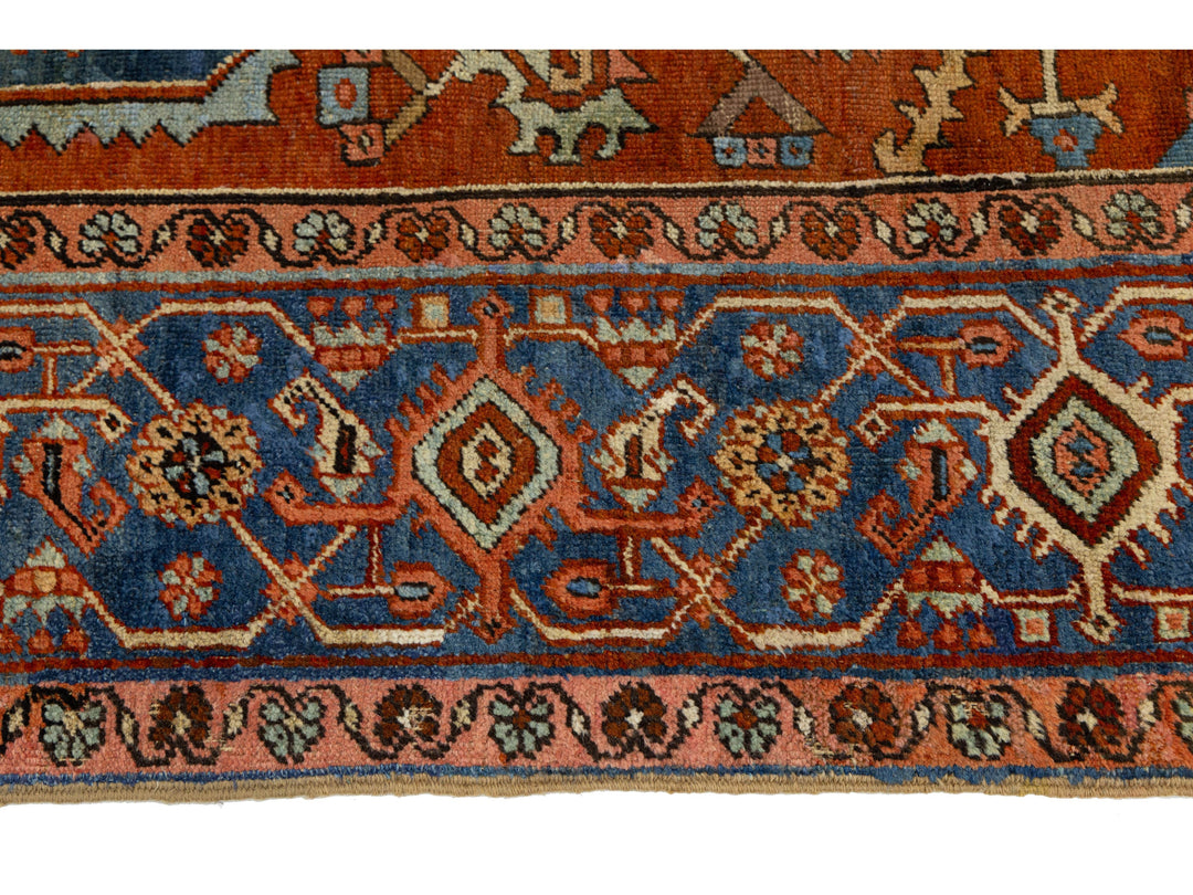 Antique Persian Heriz Wool Rug 9 X 13