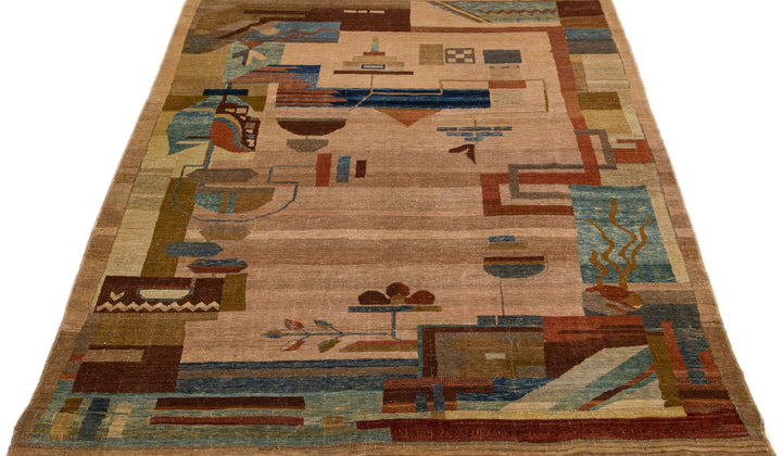 Vintage Arts & Crafts Wool Rug 8 X 11