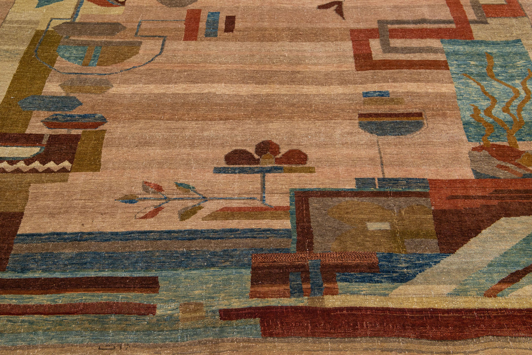 Vintage Arts & Crafts Wool Rug 8 X 11