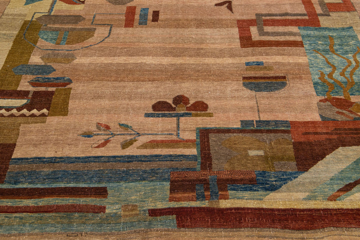 Vintage Arts & Crafts Wool Rug 8 X 11