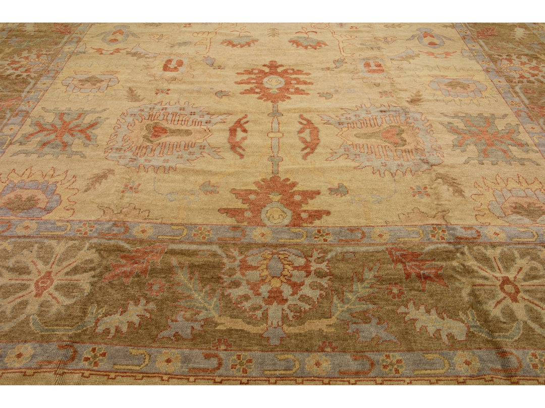 Modern Turkish Oushak Wool Rug 14 X 21