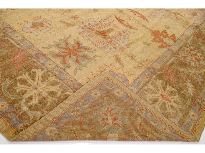 Modern Turkish Oushak Wool Rug 14 X 21