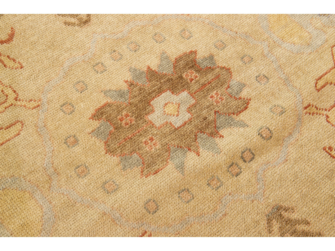Modern Turkish Oushak Wool Rug 14 X 21