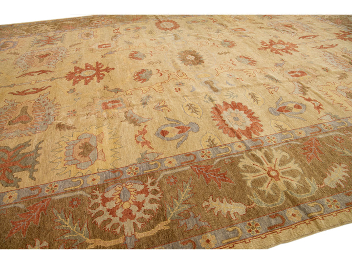 Modern Turkish Oushak Wool Rug 14 X 21