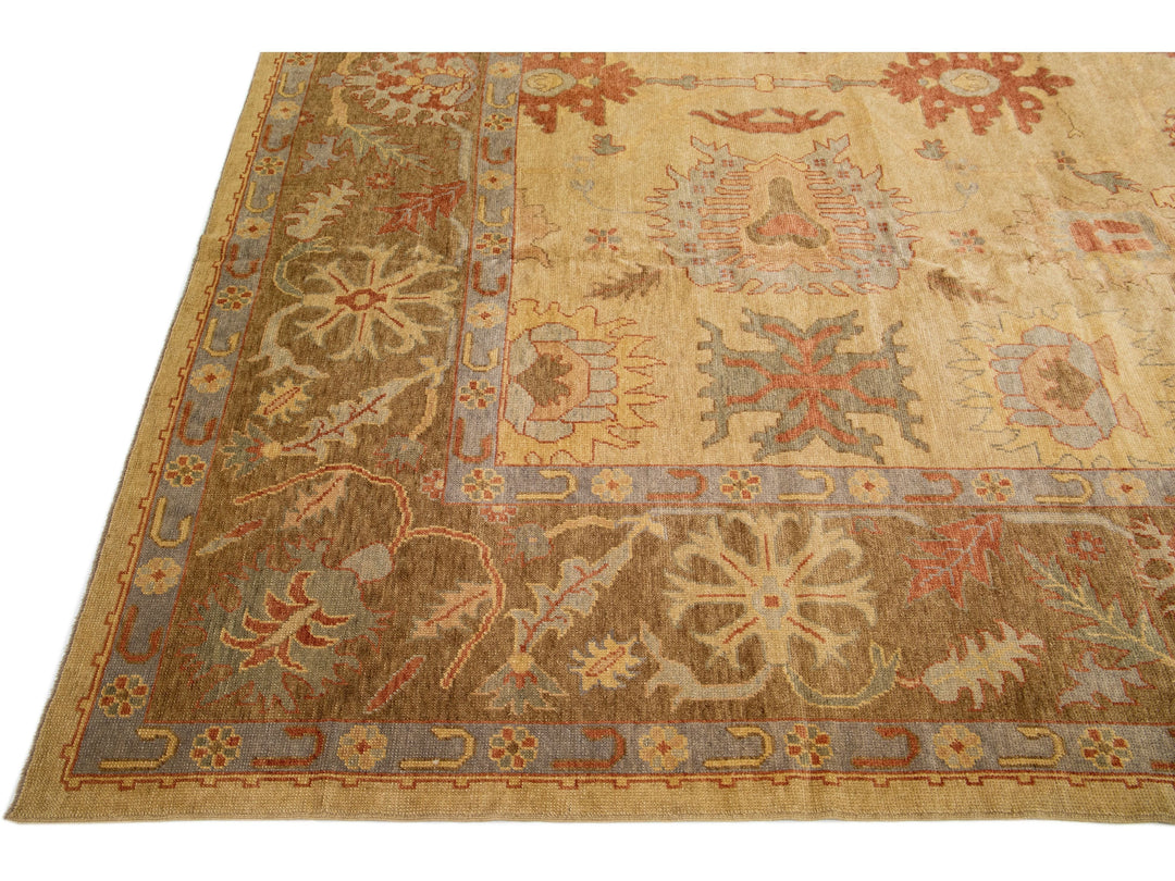 Modern Turkish Oushak Wool Rug 14 X 21