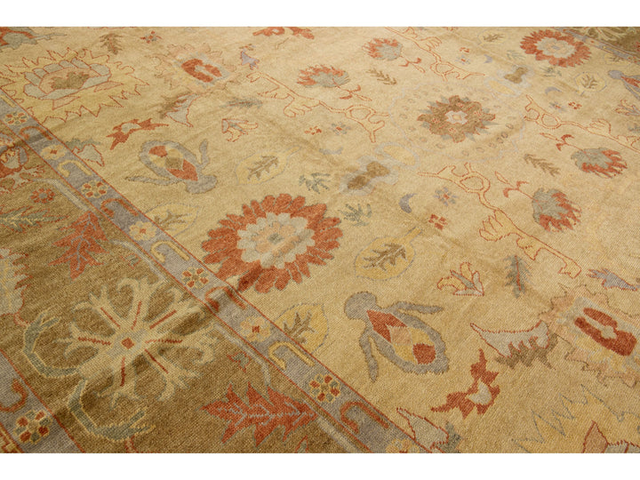 Modern Turkish Oushak Wool Rug 14 X 21