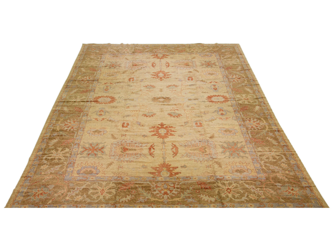 Modern Turkish Oushak Wool Rug 14 X 21