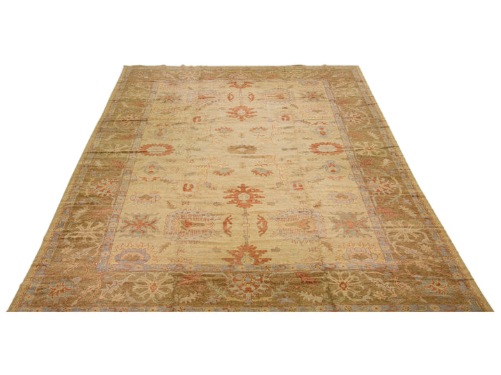 Modern Turkish Oushak Wool Rug 14 X 21