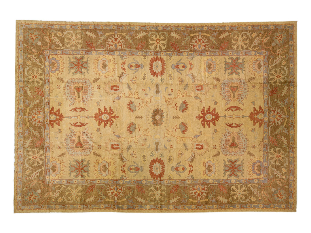 Modern Turkish Oushak Wool Rug 14 X 21