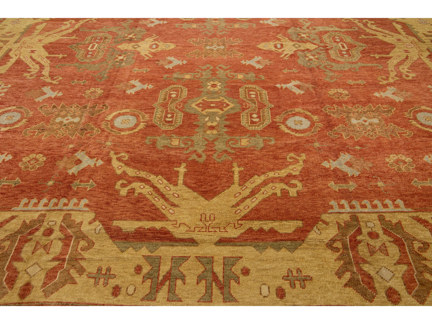 Modern Oushak Wool Rug 15 X 22