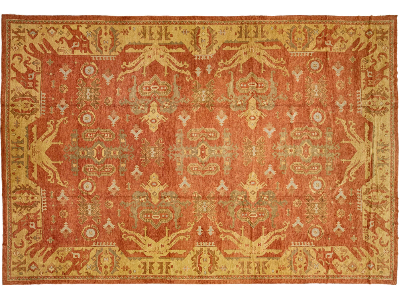 Modern Oushak Wool Rug 15 X 22