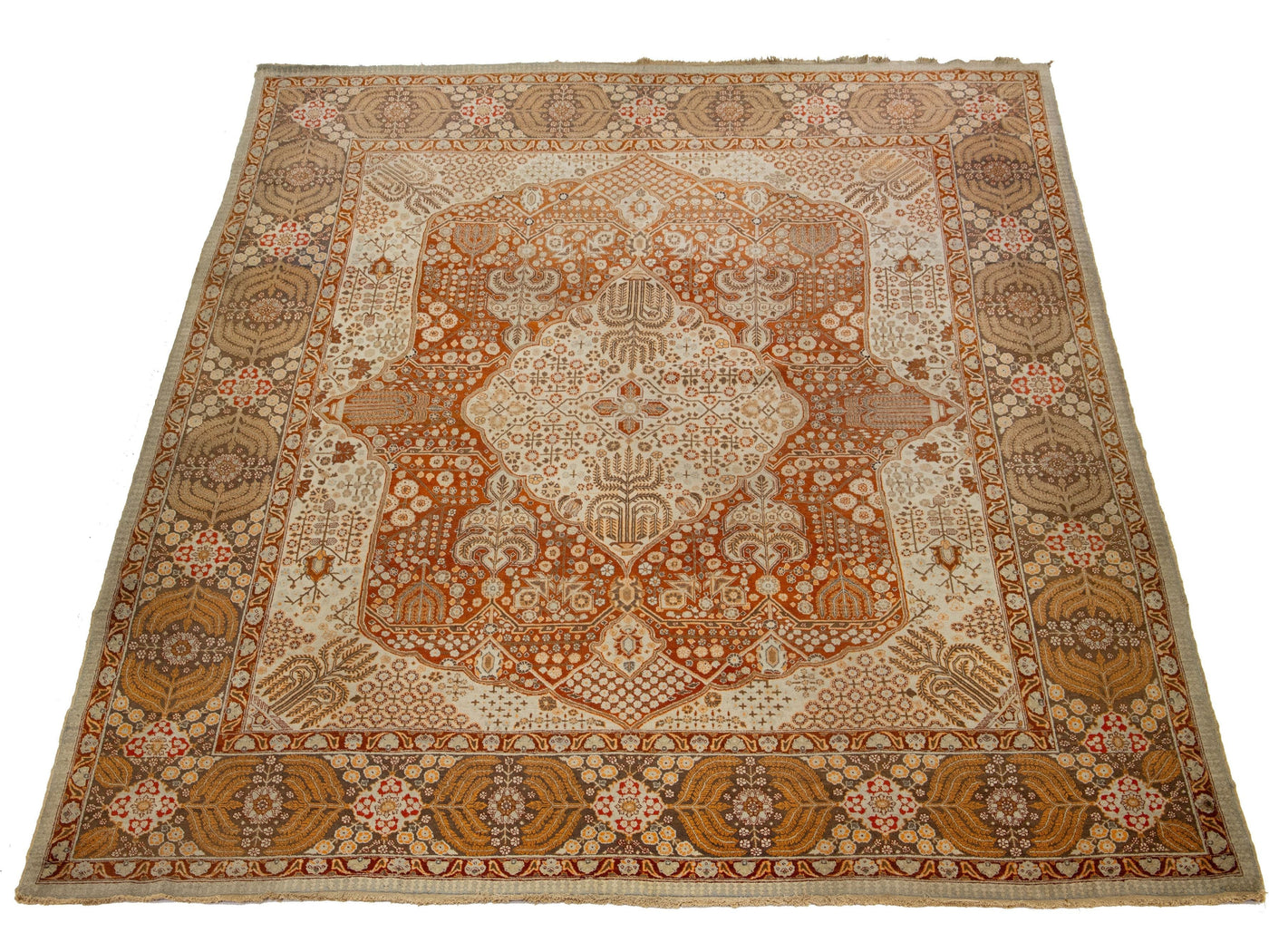 Antique Tabriz Wool Rug 11 X 14