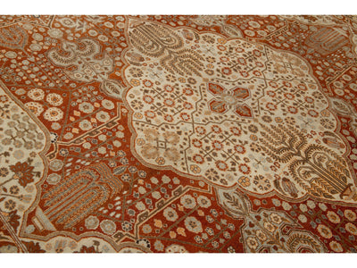 Antique Tabriz Wool Rug 11 X 14