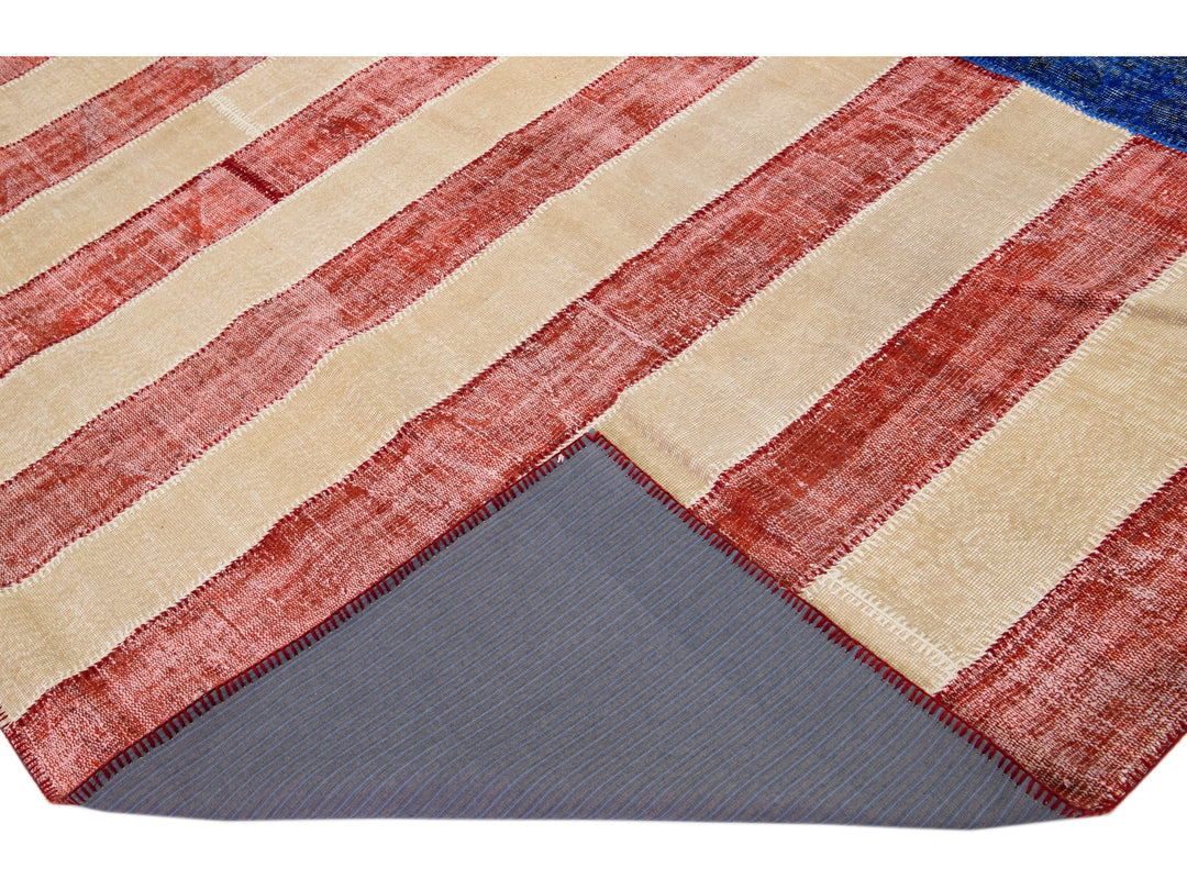 Vintage Patchwork Wool Rug 9 X 12