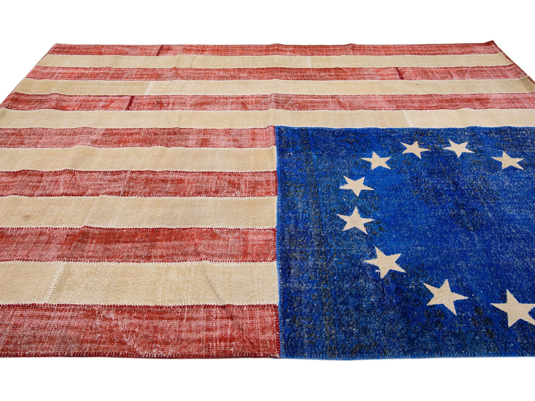 Vintage Patchwork Wool Rug 9 X 12