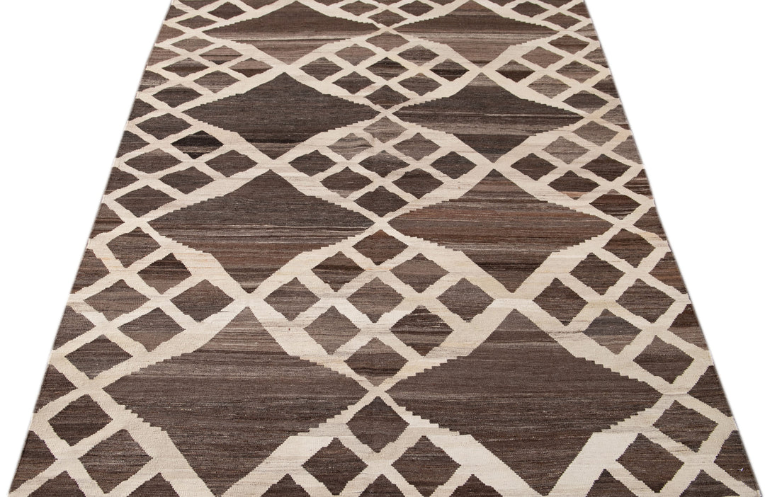 Modern Flatweave Kilim Wool Rug 7 X 10