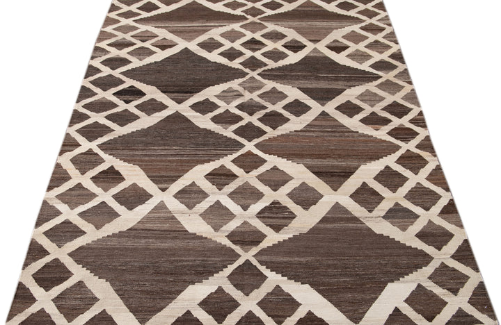 Modern Flatweave Kilim Wool Rug 7 X 10