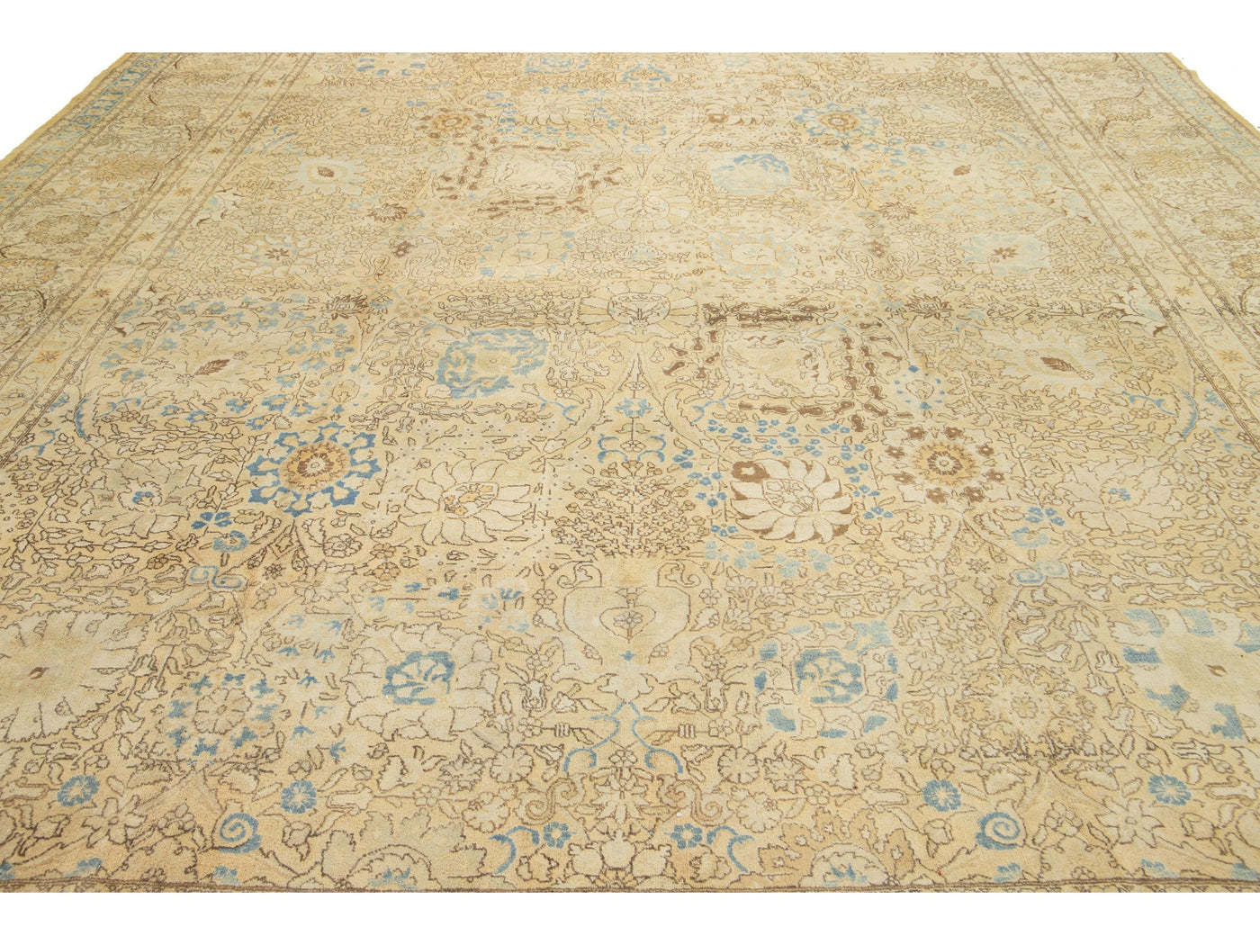 Antique Tabriz Wool Rug 12 X 15